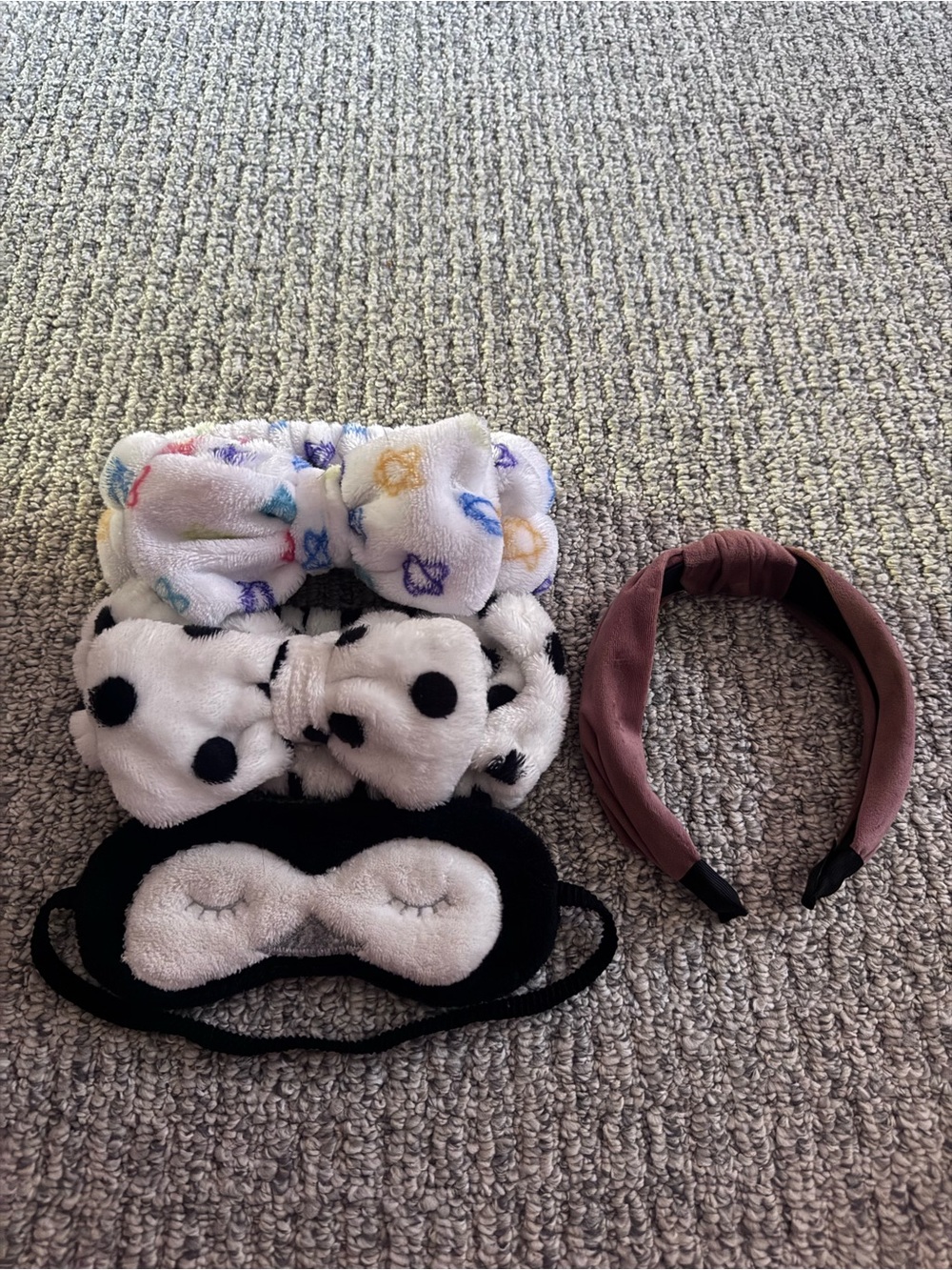 Headbands and Sleep Mask Set - White, Black, Pink